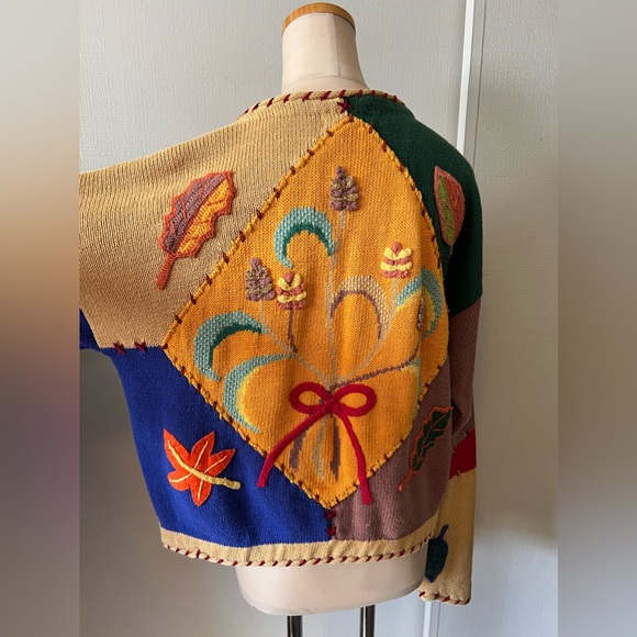 Vintage 80โs Berek Fall Harvest / Thanksgiving Cardigan Sweater L ๐๐๐ฆ - Picture 5 of 7